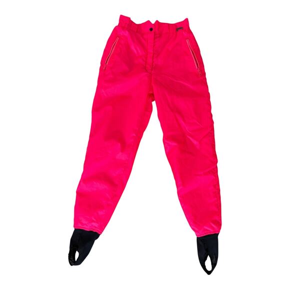 VTG White Stag Ski Pants 6 Hot Pink Neon Overall Nylon Stirrup Retro 80s 90s - Picture 6 of 8